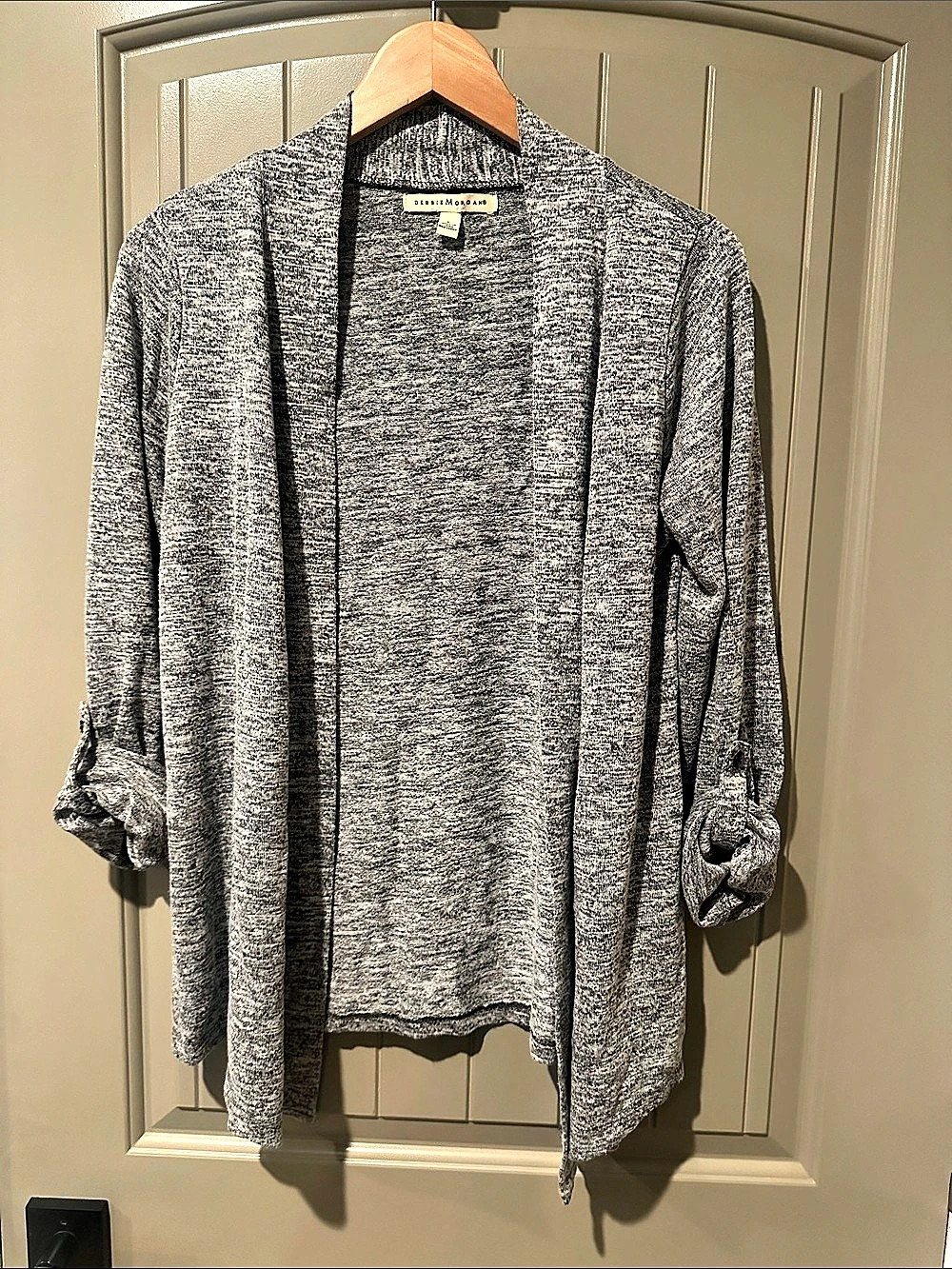 DEBBIE MORGAN Marled Open Front Cardi